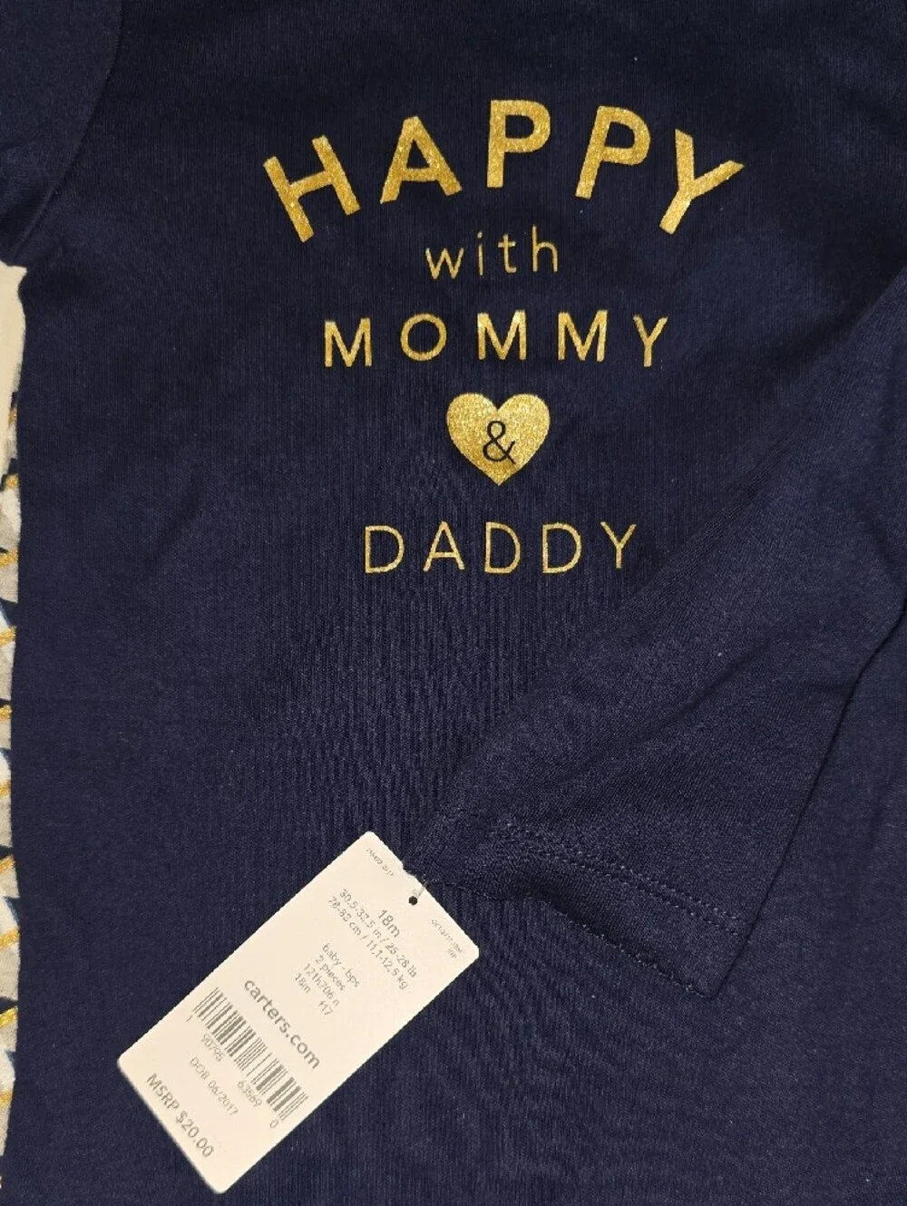 Carter's Navy and Gold 'Happy with Mommy & Daddy' Pajama Set